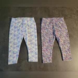 Baby Gap Floral Print Leggings -2 Pair Size 12-18 Months